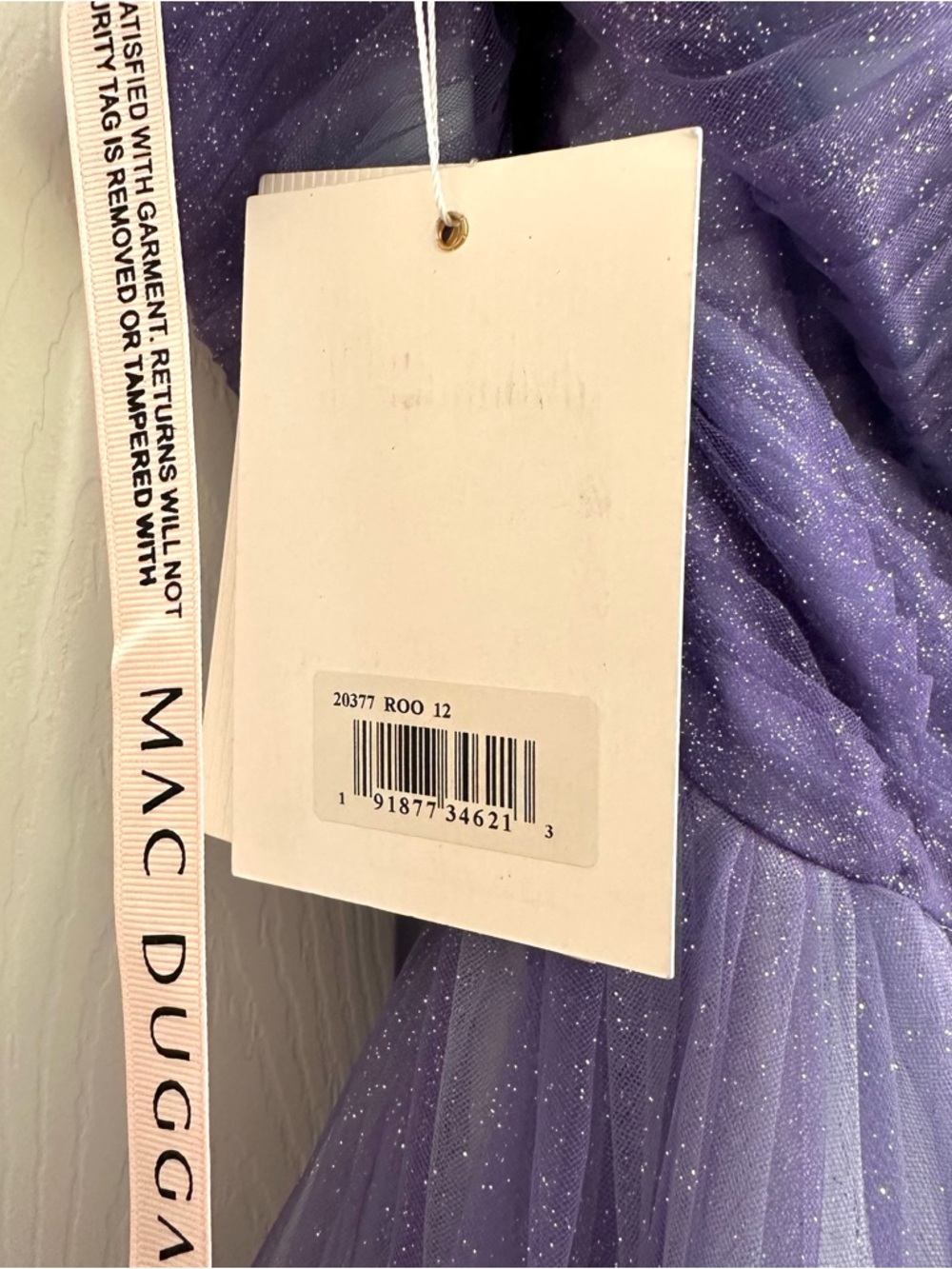 Mac Duggal Lavender Ombré Glitter One-Shoulder Tulle Evening Ball Gown Size 12 - Picture 7 of 11